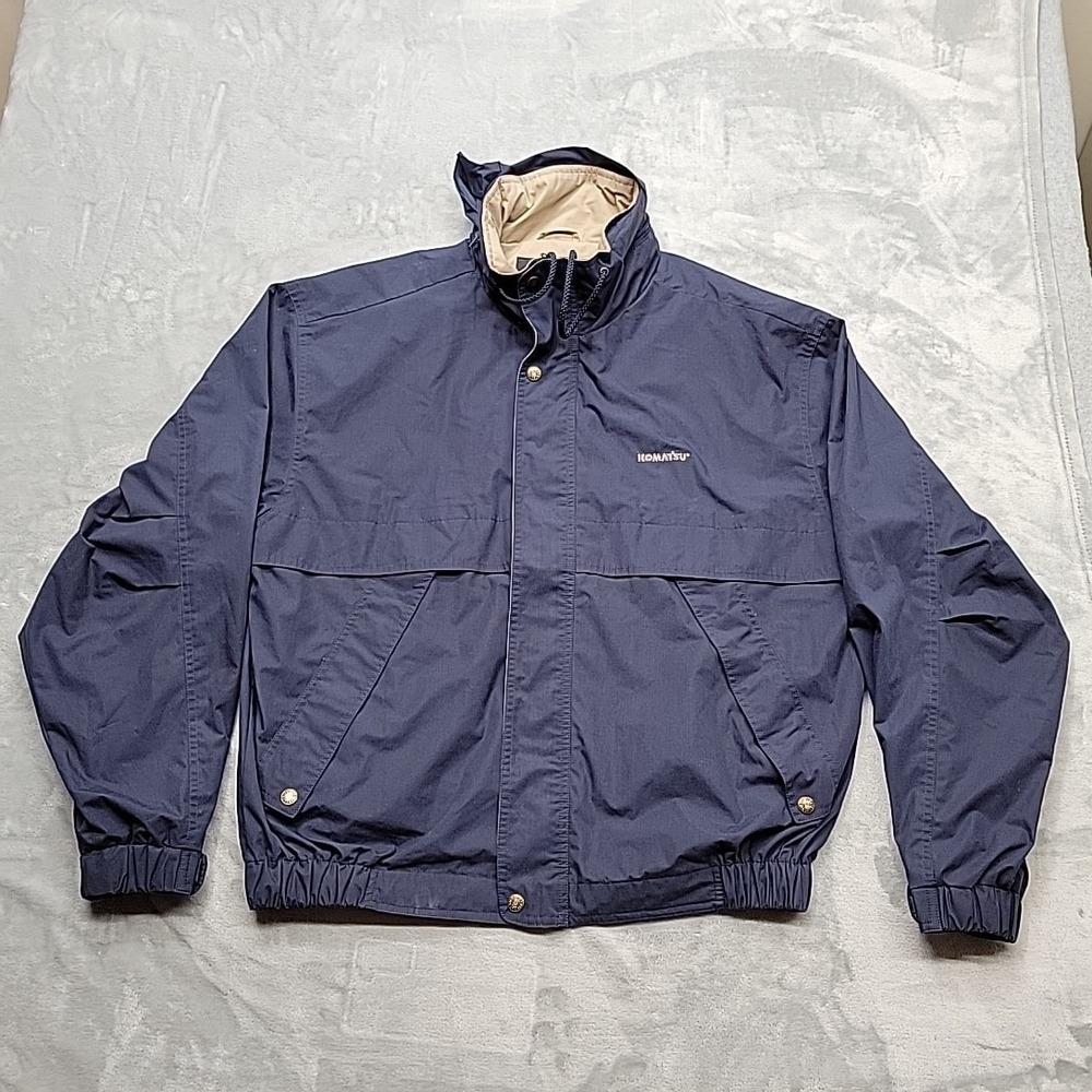 Komatsu Equipment Jacket Mens L Blue Embroidered Workwear Utility Tri-Mountain